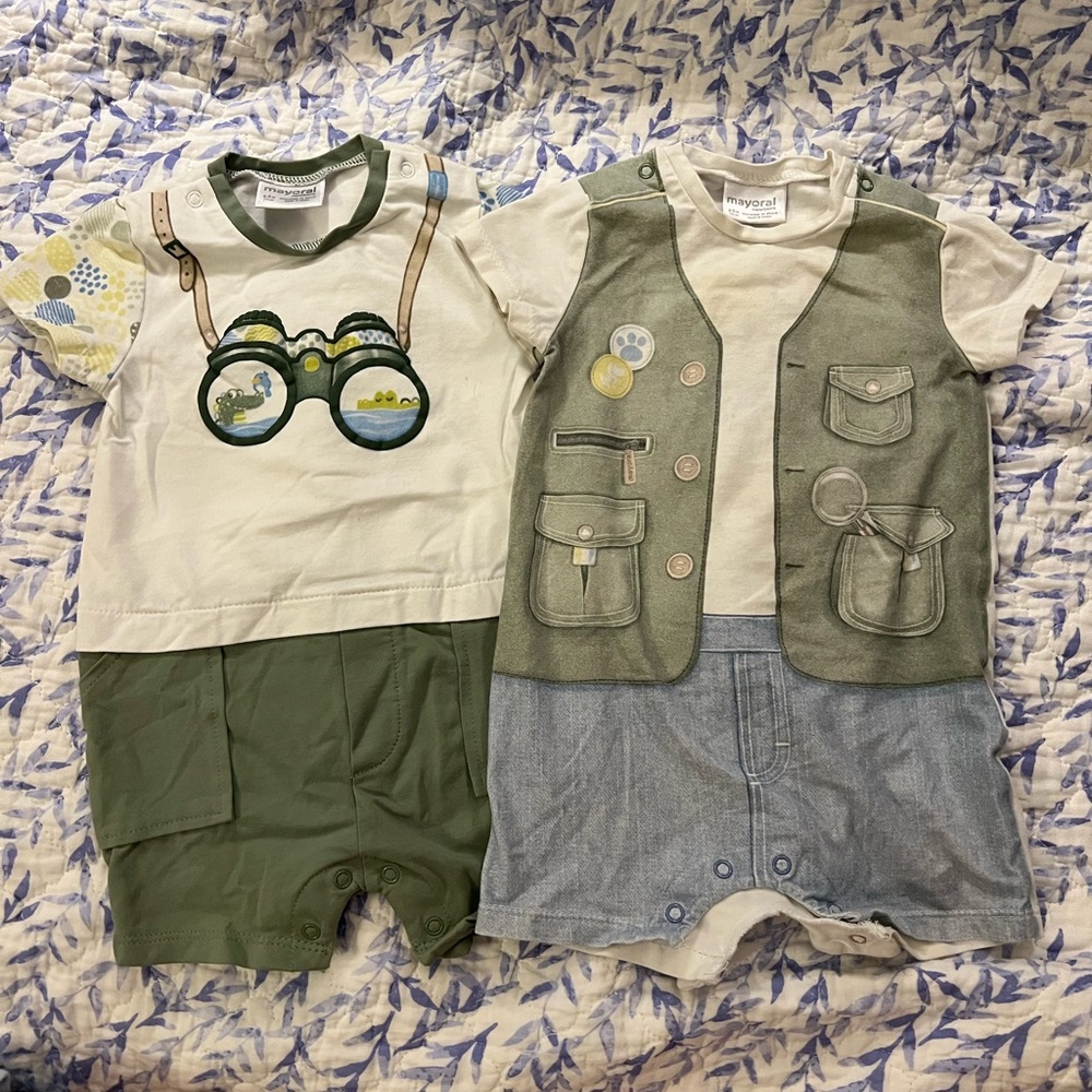Mayoral Kids Explorer Rompers - Green/Olive